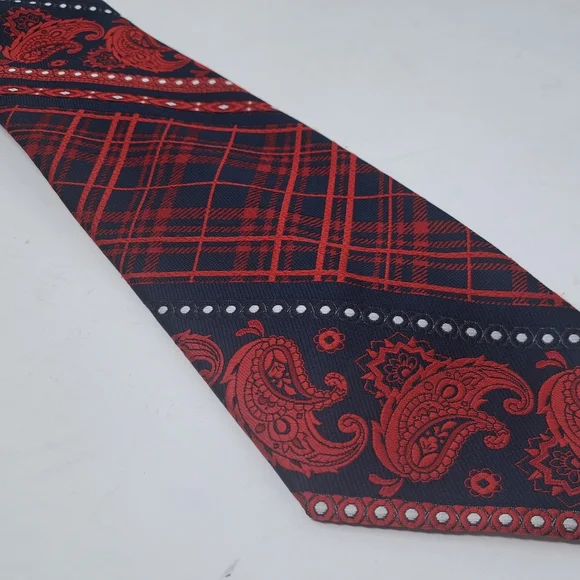 Yves Saint Laurent Vintage Neck Tie Tartain Plaid Paisley Striped 70s 80s 55" - Picture 11 of 15
